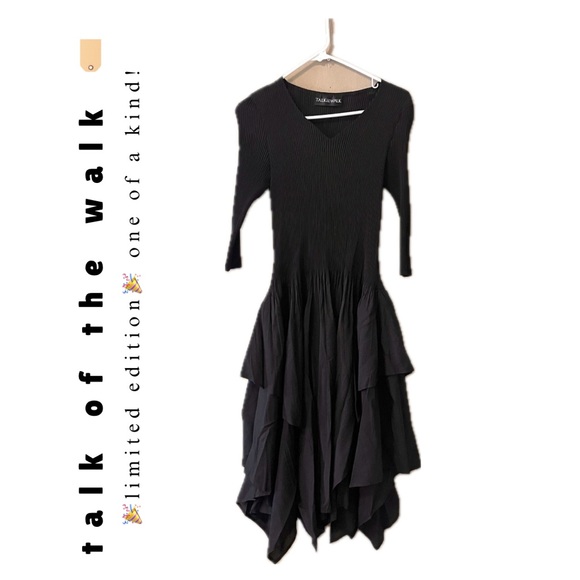 🏷️ 🆕 🎉 black ribbed quarter sleeve v-neck layered grunge witchy dress - Picture 5 of 14